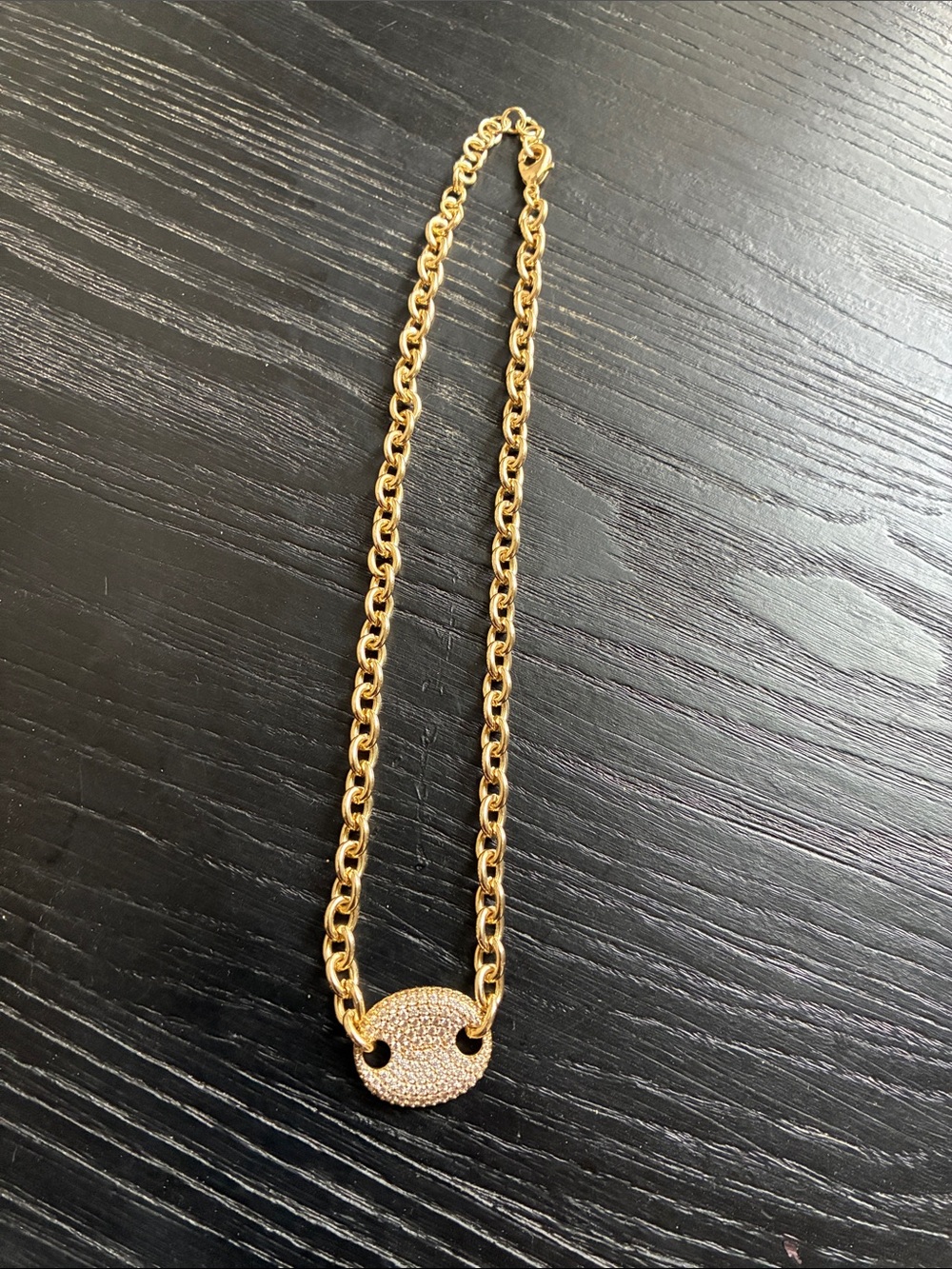 Nordstrom Gold Pavé Circle Link Pendant Necklace